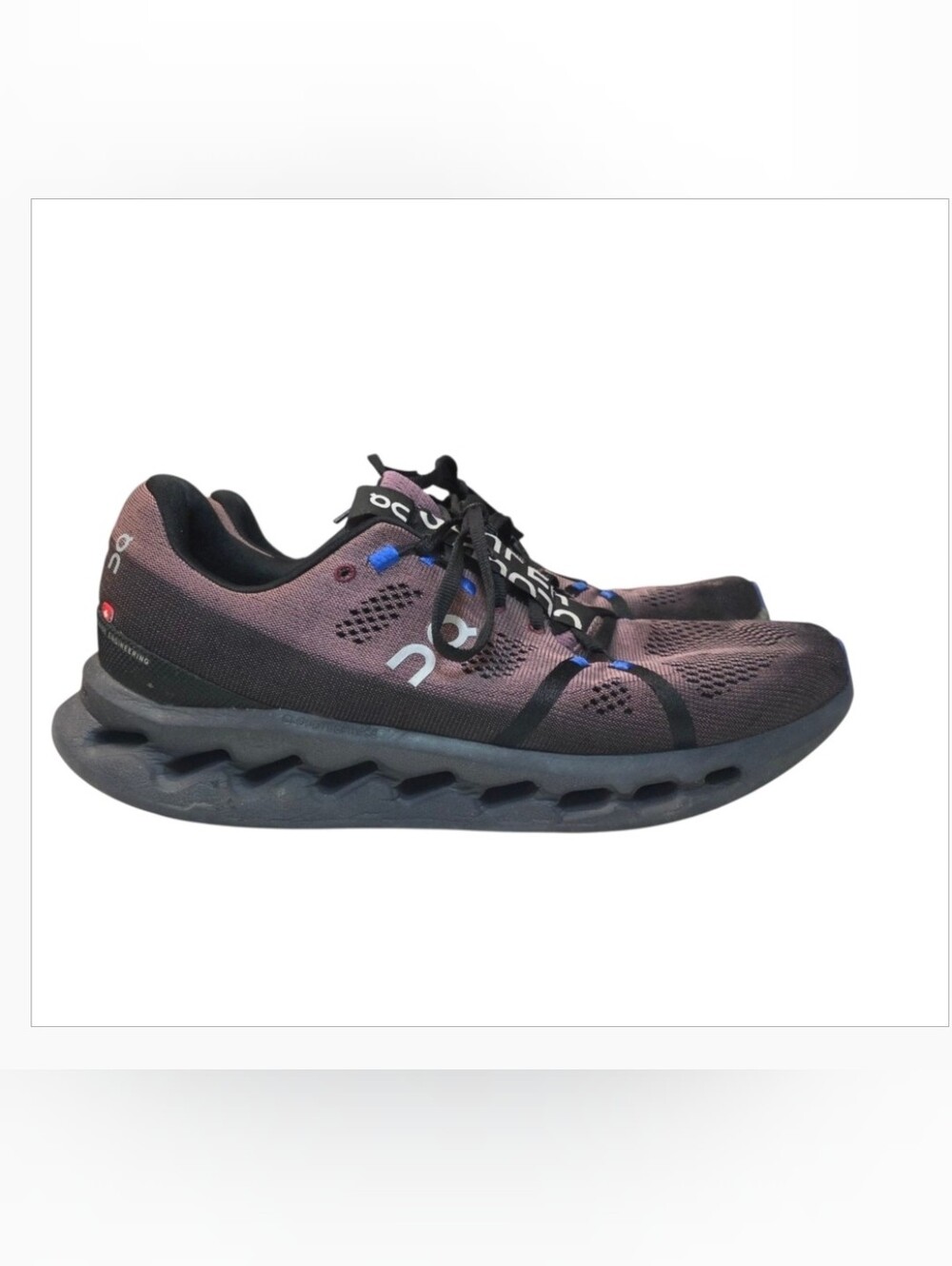 On Cloudsurfer Running Shoes Black Cobalt Purple Trail Sneakers Mens Size 11